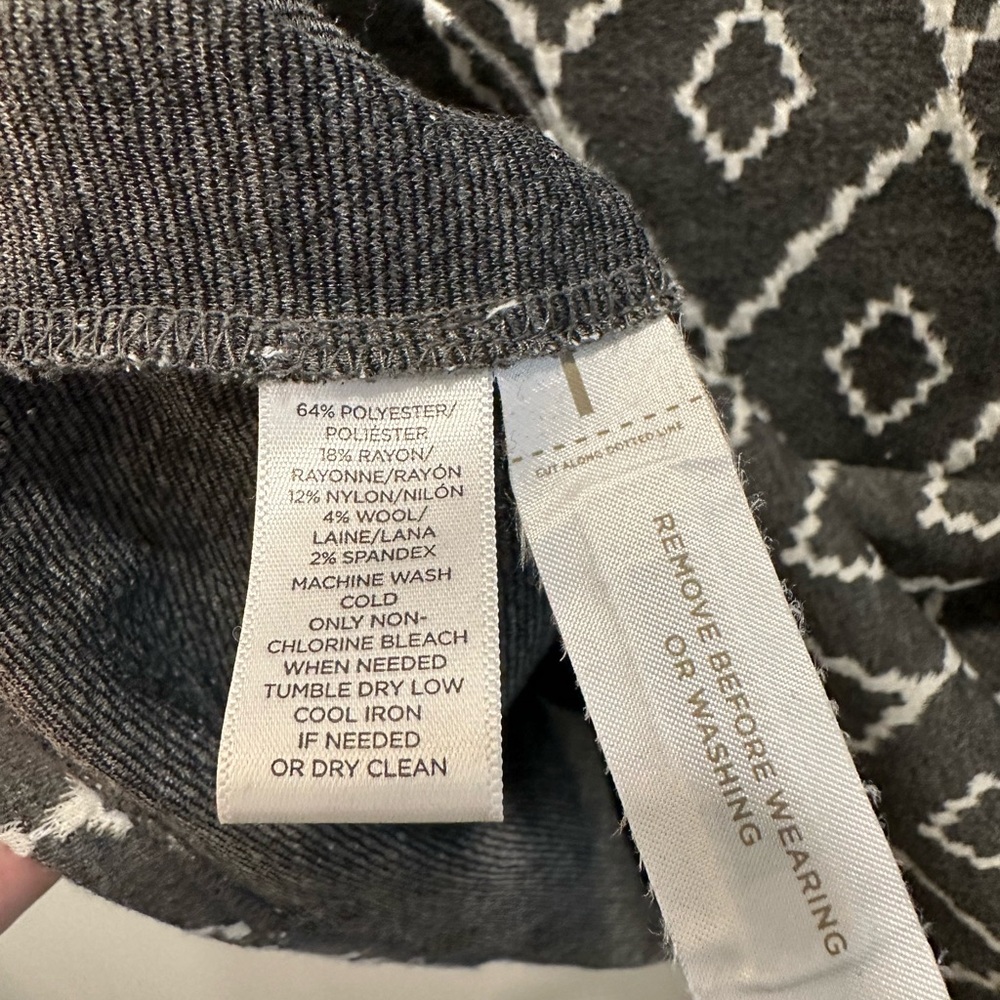 Loft Geometric White Diamond Patterned Dress Size… - image 5